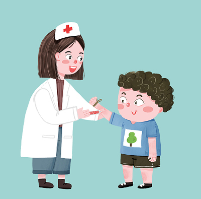 卡通手绘儿童医疗卫生健康人物素材
